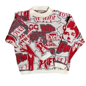 Vintage Charlie Chaplin New Wave Pop Art Knit Sweater Size Medium Pullover